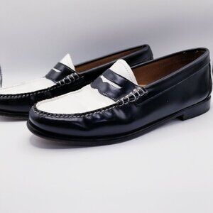 Weejuns Black and White Patent Leather Penny Loafers - Size 7.5